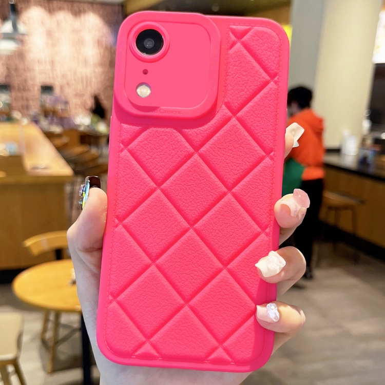 

For iPhone XR Lambskin Texture Matte TPU Phone Case(Rose Red)