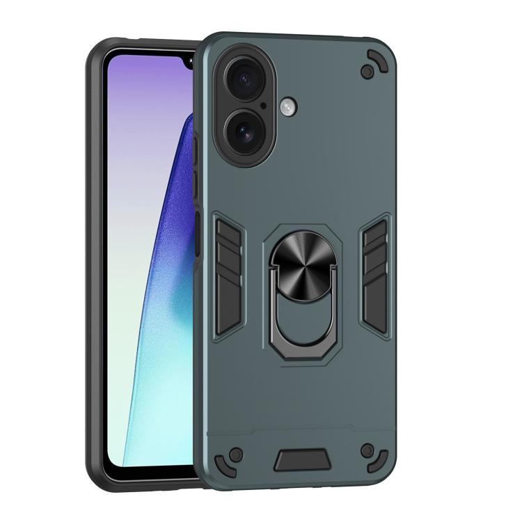 

For iPhone 17 Shockproof Metal Ring Holder Phone Case(Green)