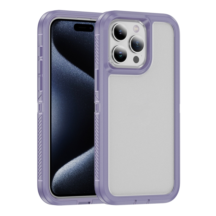 

For iPhone 15 Pro Guard Life Waterproof Frosted Phone Case(Light Purple)