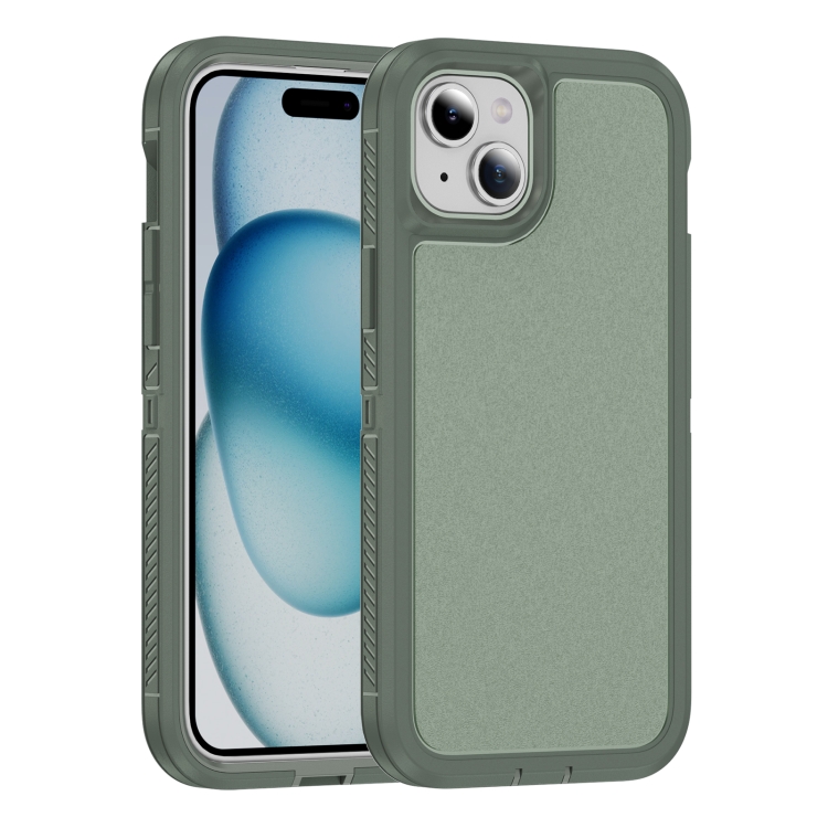 

For iPhone 15 Plus Guard Frosted Double Layer Phone Case(Green)