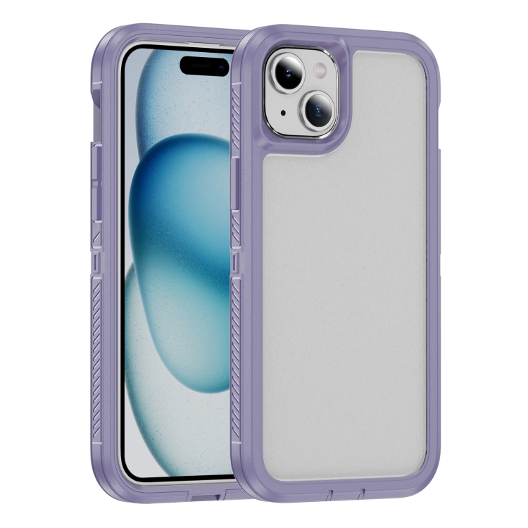 

For iPhone 15 Guard Life Waterproof Frosted Phone Case(Light Purple)