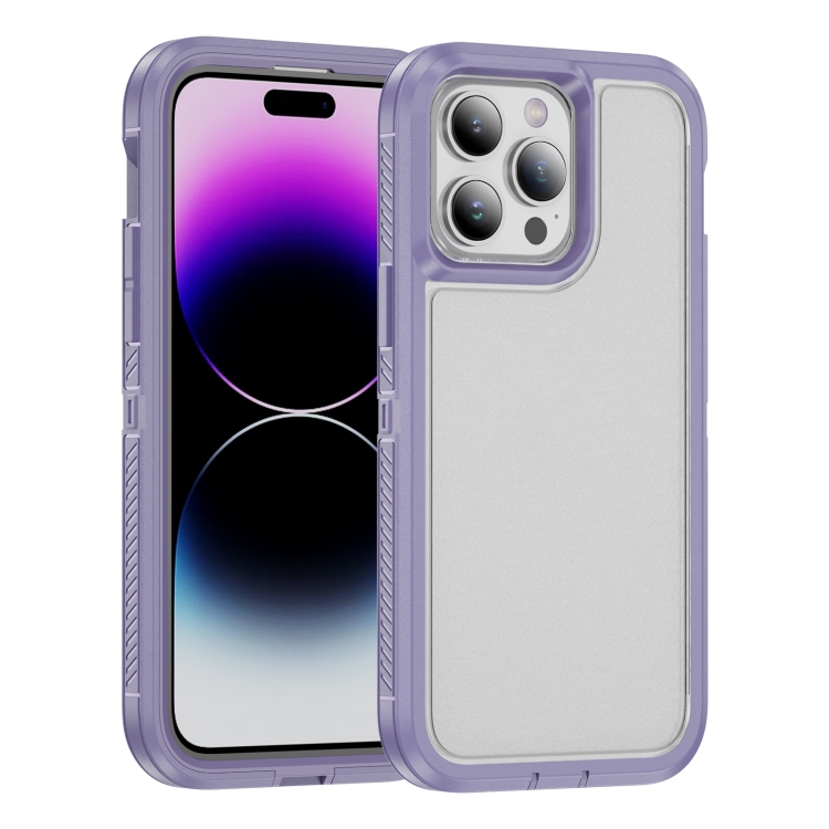 

For iPhone 14 Pro Max Guard Life Waterproof Frosted Phone Case(Light Purple)