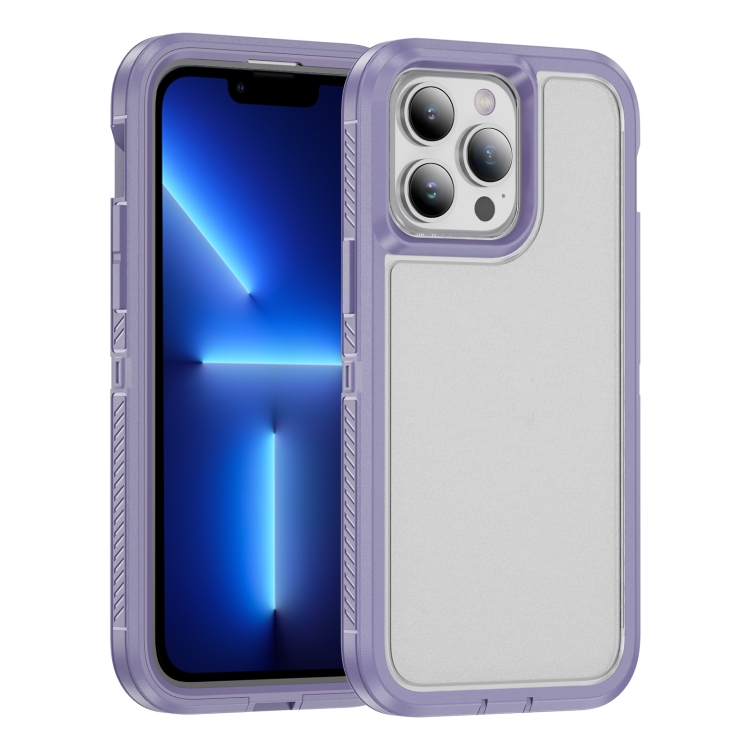 

For iPhone 13 Pro Guard Life Waterproof Frosted Phone Case(Light Purple)