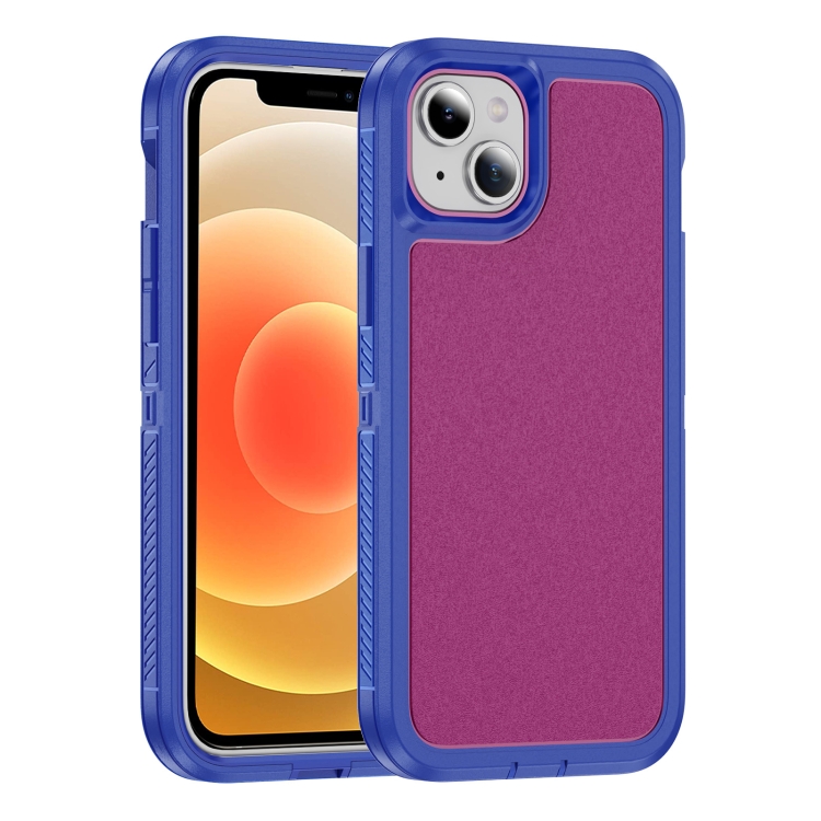 

For iPhone 12 Guard Frosted Double Layer Phone Case(Blue+Rose Red)