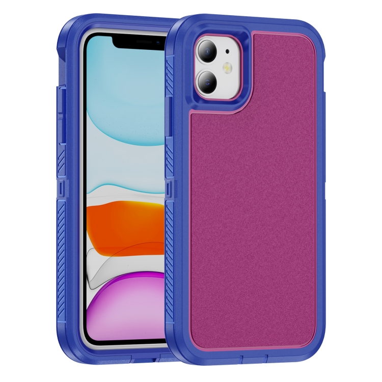 

For iPhone 11 Guard Life Waterproof Frosted Phone Case(Blue+Rose Red)