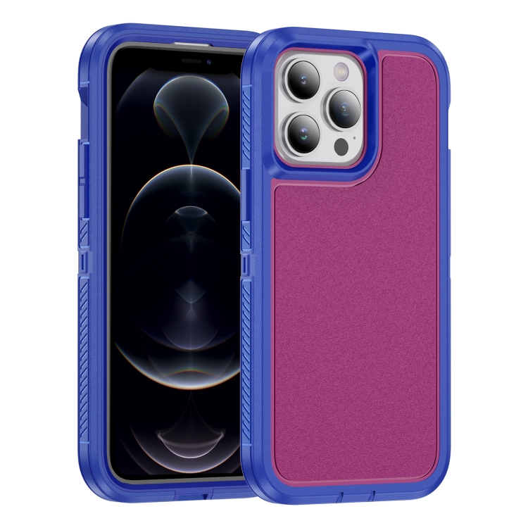 

For iPhone 12 Pro Guard Life Waterproof Frosted Phone Case(Blue+Rose Red)