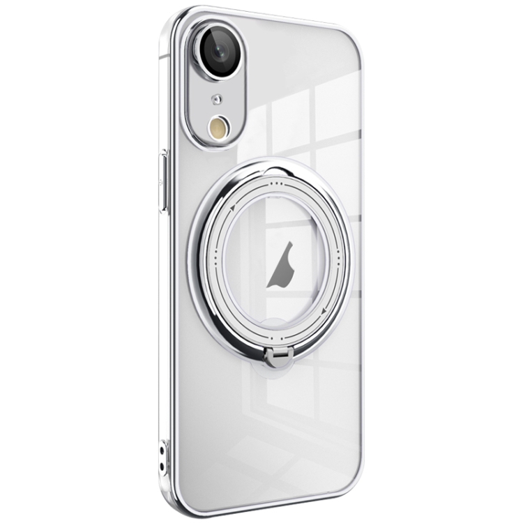 

For iPhone XR Electroplating MagSafe 360 Degree Rotation Holder Shockproof Phone Case(Silver)