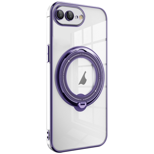 

For iPhone 8 Plus / 7 Plus Electroplating MagSafe 360 Degree Rotation Holder Shockproof Phone Case(Dark Purple)