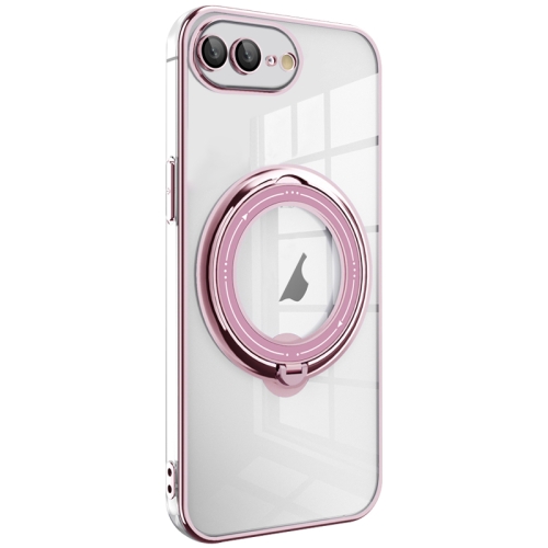 

For iPhone 8 Plus / 7 Plus Electroplating MagSafe 360 Degree Rotation Holder Shockproof Phone Case(Pink)