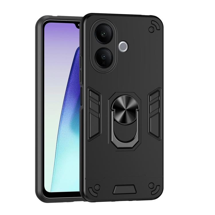 

For vivo V60 Lite 5G / 4G Shockproof Metal Ring Holder Phone Case(Black)