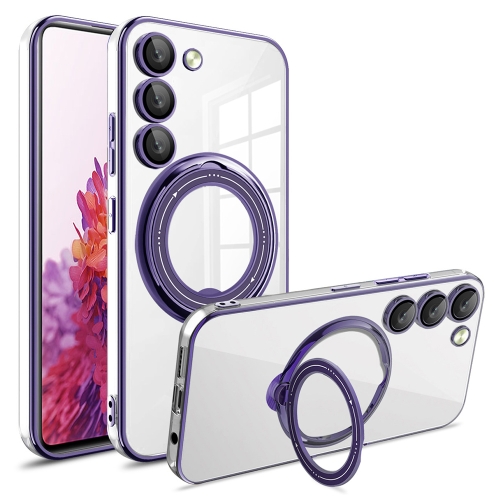 

For Samsung Galaxy S20 FE Electroplating MagSafe 360 Degree Rotation Holder Shockproof Phone Case(Dark Purple)