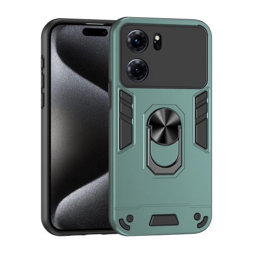 

For OPPO K10 Shockproof Metal Ring Holder Phone Case(Green)