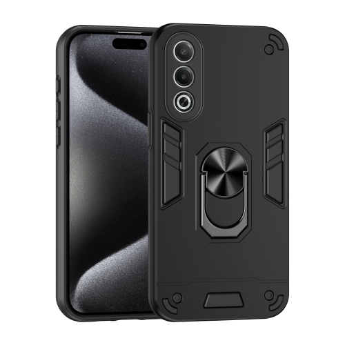 

For OPPO K12x Shockproof Metal Ring Holder Phone Case(Black)