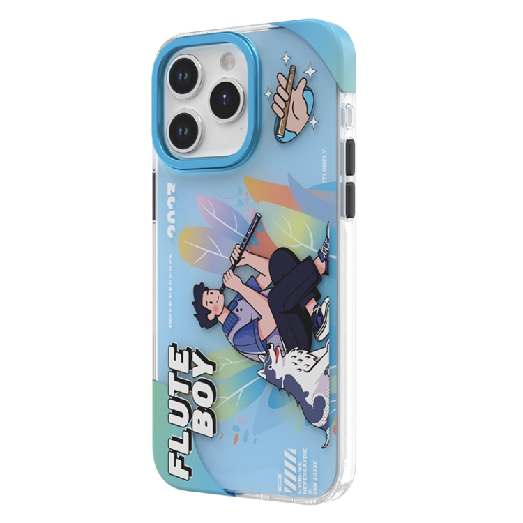 

For iPhone 15 Pro TGVIS Joyful Series Performance Pattern Phone Case(Blue)