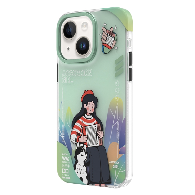 

For iPhone 15 TGVIS Joyful Series Performance Pattern Phone Case(Green)