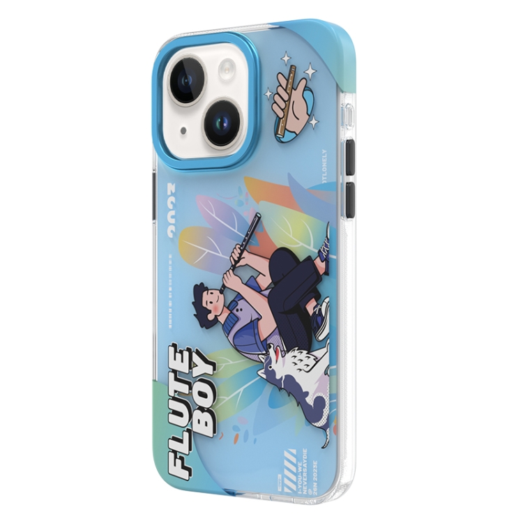 

For iPhone 15 TGVIS Joyful Series Performance Pattern Phone Case(Blue)