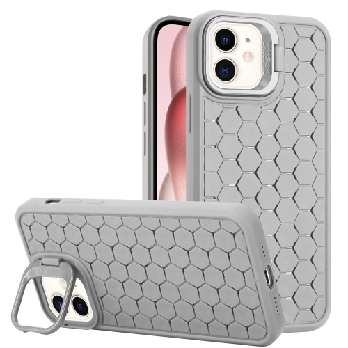 

For iPhone 11 Honeycomb Radiating Lens Holder TPU Phone Case(Grey)