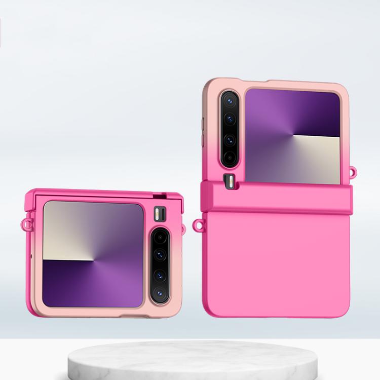

For Huawei Pura X Three Parts Gradient Color Skin Feel PC Full Coverage Shockproof Phone Case(Rose Pink Gradient)