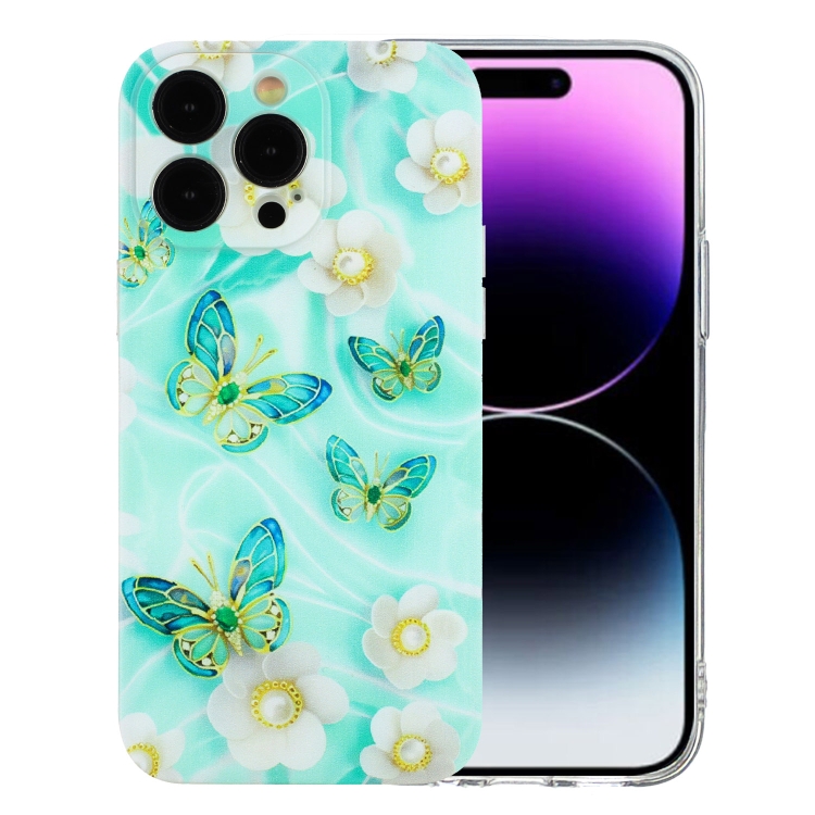 

For iPhone 14 Pro Max Colorful Painting Pattern TPU Phone Case(Butterflies)