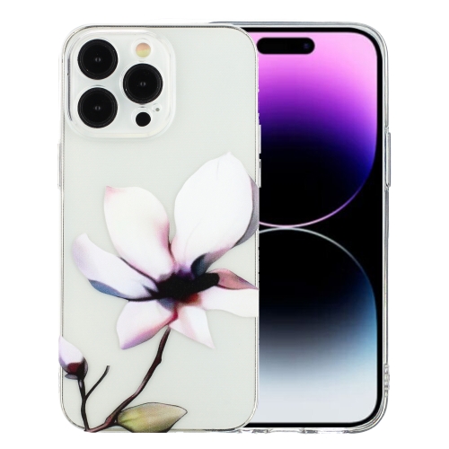 

For iPhone 14 Pro Max Colorful Painting Pattern TPU Phone Case(White Flowers)