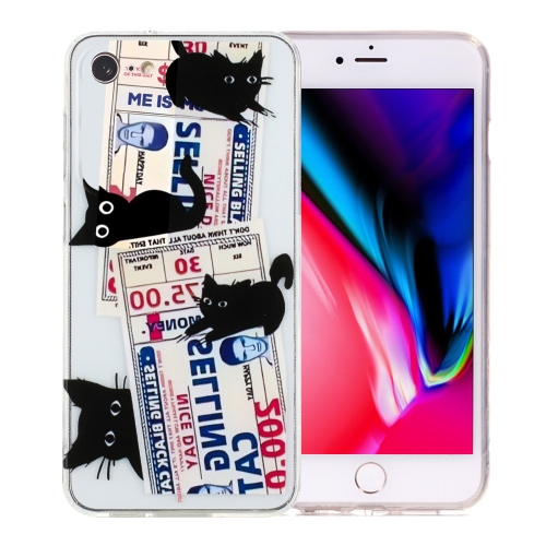 

For iPhone SE 2022 / 2020 / 8 / 7 Colorful Painting Pattern TPU Phone Case(Black Cat)