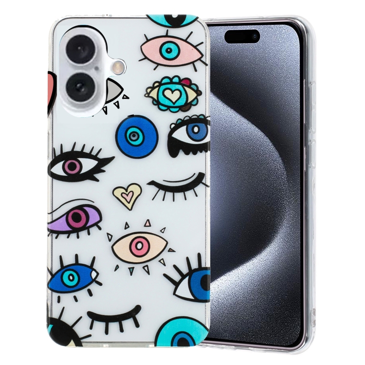 

For iPhone 16 Plus Colorful Painting Pattern TPU Phone Case(Eye Monster)