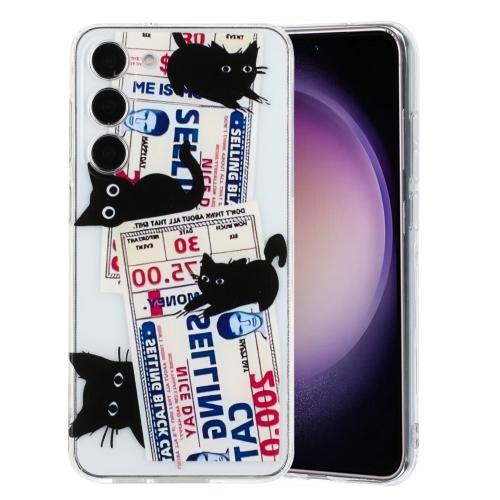 

For Samsung Galaxy S23 5G Colorful Painting Pattern TPU Phone Case(Black Cat)
