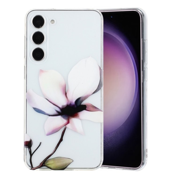 

For Samsung Galaxy S23+ 5G Colorful Painting Pattern TPU Phone Case(White Flowers)