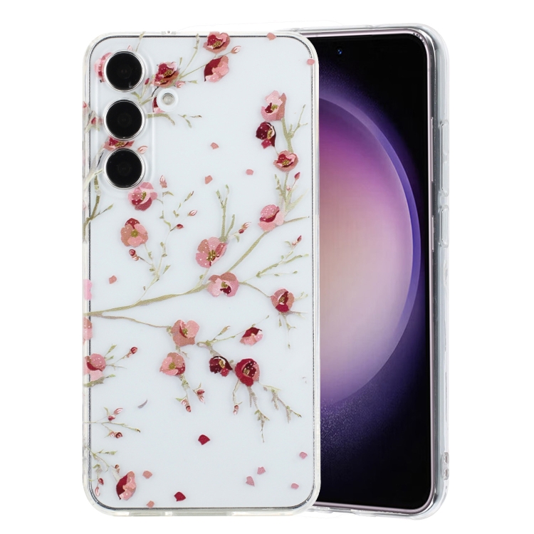 

For Samsung Galaxy S24+ 5G Colorful Painting Pattern TPU Phone Case(Red Flowers)