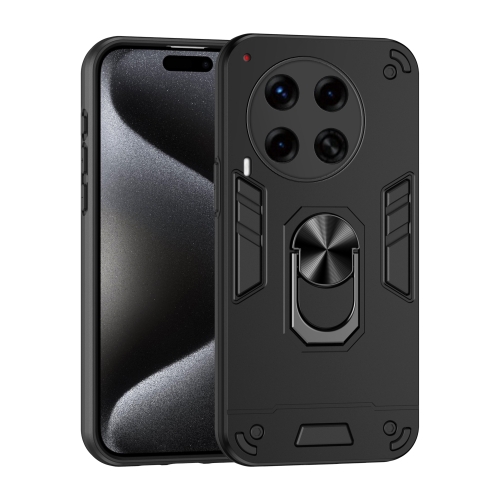 For Tecno Camon 30 Premier Shockproof Metal Ring Holder Phone Case(Black) ulanzi 1 55xt mobile phone anamorphic movie lens