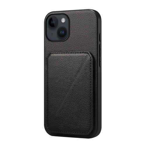 

For iPhone 14 D04 Calf Texture Dual Card Slot Holder Phone Case(Black)