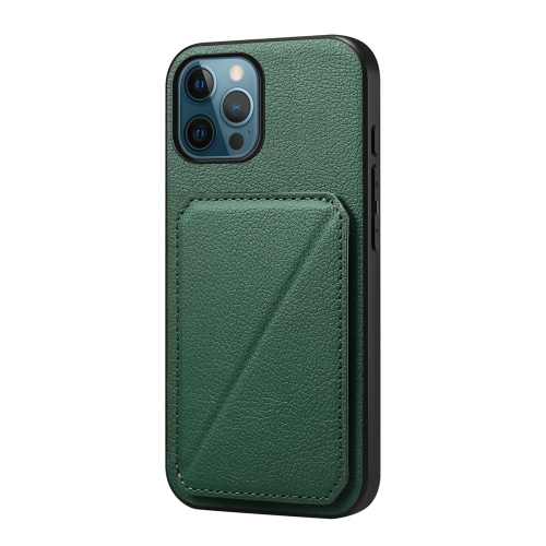 

For iPhone 12 Pro D04 Calf Texture Dual Card Slot Holder Phone Case(Green)