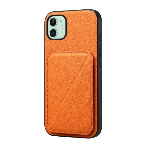 

For iPhone 11 D04 Calf Texture Dual Card Slot Holder Phone Case(Orange)