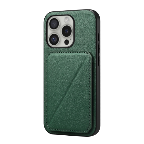 

For iPhone 16 Pro D04 Calf Texture Dual Card Slot Holder Phone Case(Green)