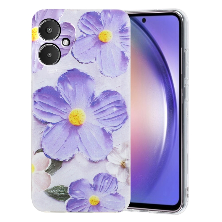 

For Xiaomi Redmi 13C 4G Colorful Painting Pattern TPU Phone Case(Purple Flowers)