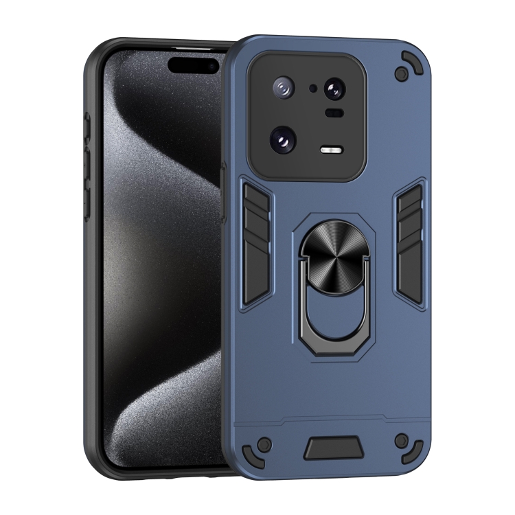 

For Xiaomi 13 Pro Shockproof Metal Ring Holder Phone Case(Blue)