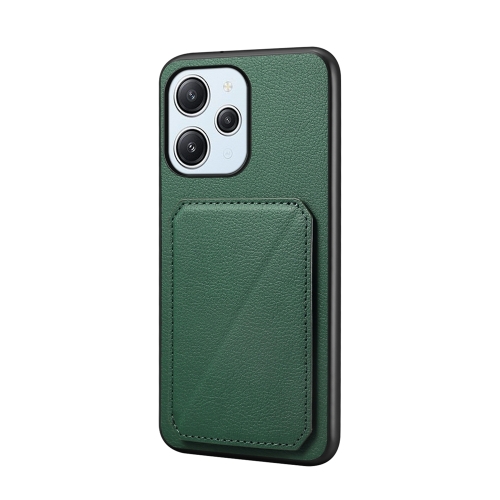 

For Xiaomi Redmi 12 / Note 12R D04 Calf Texture Dual Card Slot Holder Phone Case(Green)