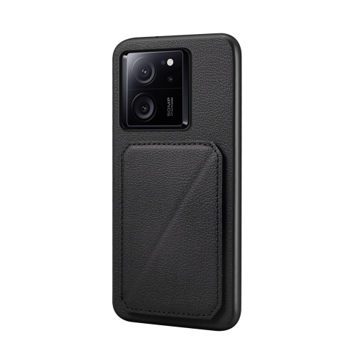 

For Xiaomi 13T / 13T Pro / Redmi K60 Ultra D04 Calf Texture Dual Card Slot Holder Phone Case(Black)