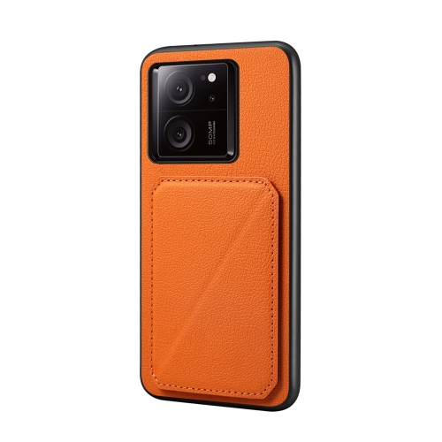 

For Xiaomi 13T / 13T Pro / Redmi K60 Ultra D04 Calf Texture Dual Card Slot Holder Phone Case(Orange)