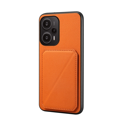 

For Xiaomi Redmi Note 12 Turbo / Poco F5 D04 Calf Texture Dual Card Slot Holder Phone Case(Orange)