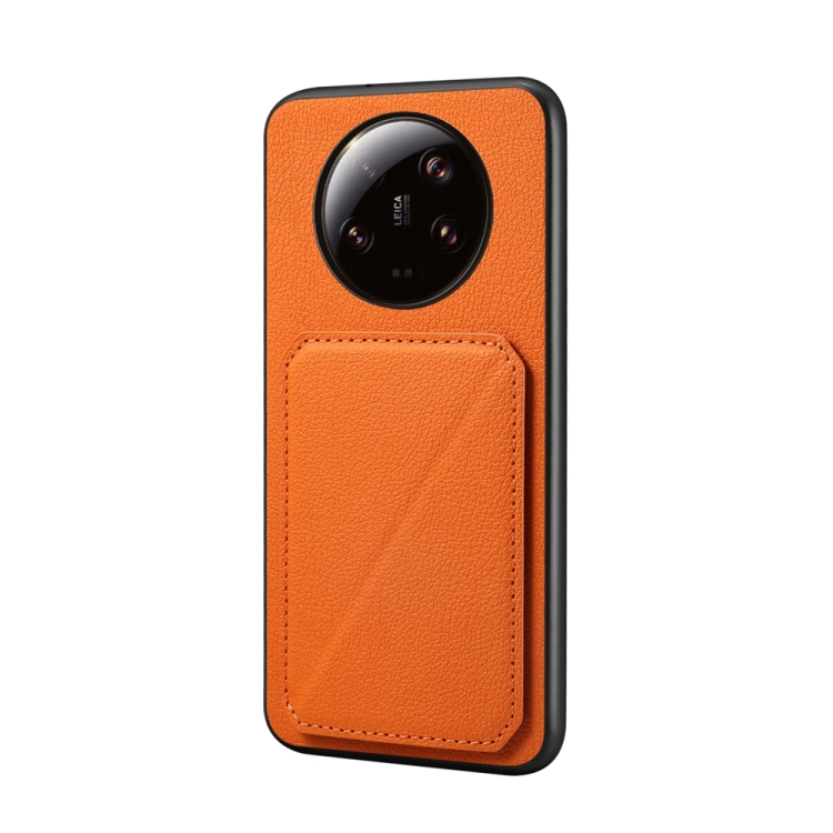 

For Xiaomi 13 Ultra D04 Calf Texture Dual Card Slot Holder Phone Case(Orange)