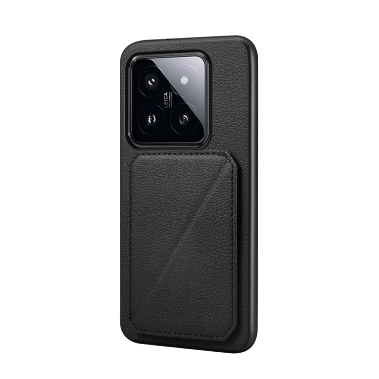 

For Xiaomi 14 Pro D04 Calf Texture Dual Card Slot Holder Phone Case(Black)