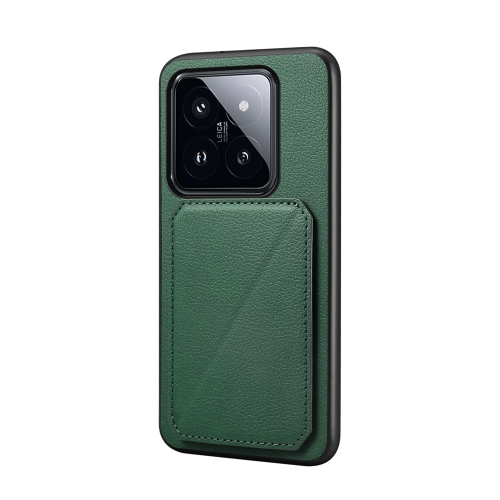 For Xiaomi 14 Pro D04 Calf Texture Dual Card Slot Holder Phone Case(Green)