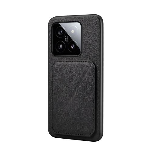 For Xiaomi 14 D04 Calf Texture Dual Card Slot Holder Phone Case(Black)