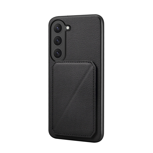 

For Samsung Galaxy S23 5G D04 Calf Texture Dual Card Slot Holder Phone Case(Black)