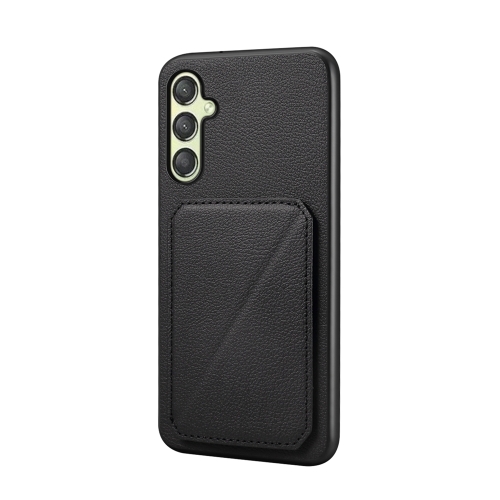 

For Samsung Galaxy A25 D04 Calf Texture Dual Card Slot Holder Phone Case(Black)