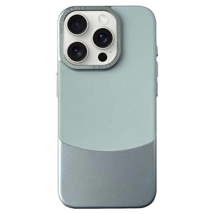 

For iPhone 15 Pro Max Napa Texture PC + Leather Phone Case(Cyan)