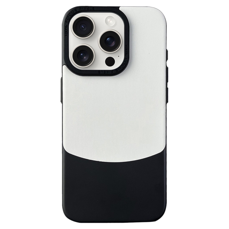 

For iPhone 15 Pro Max Napa Texture PC + Leather Phone Case(Panda Black)