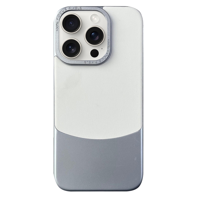 

For iPhone 15 Pro Napa Texture PC + Leather Phone Case(Silver)