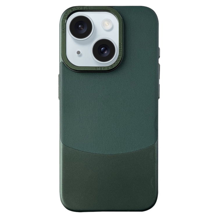 

For iPhone 15 Napa Texture PC + Leather Phone Case(Dark Green)